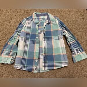 OshKosh B'gosh Plaid Button-Down Shirt 24 Months Boys in Blue, Mint & Peach